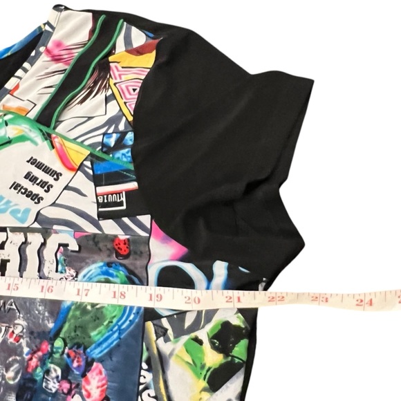 Women’s Tunic Top Art-To-Wear Graffiti Print‎ Vintage Fashion Studio Rave Party - Picture 12 of 14